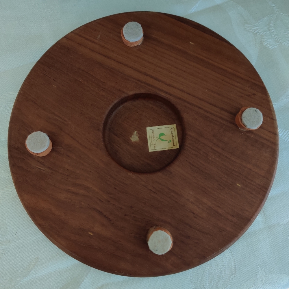 Vintage Goodwood Teak Wood Footed Board Base - Picture 4 of 6